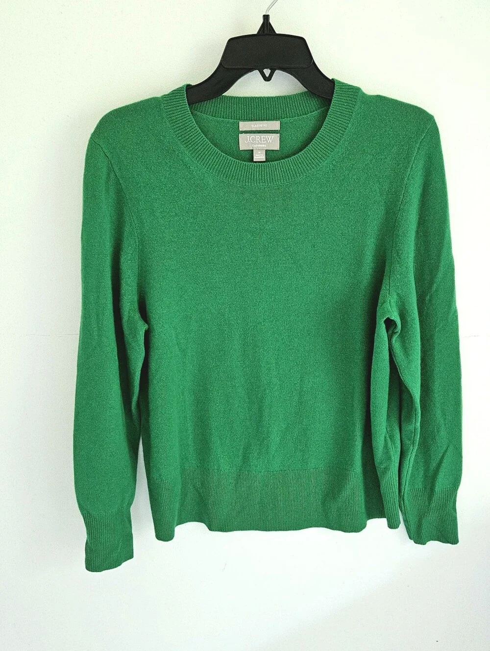 J Crew Cashmere Classic Fit Green Crewneck Sweater